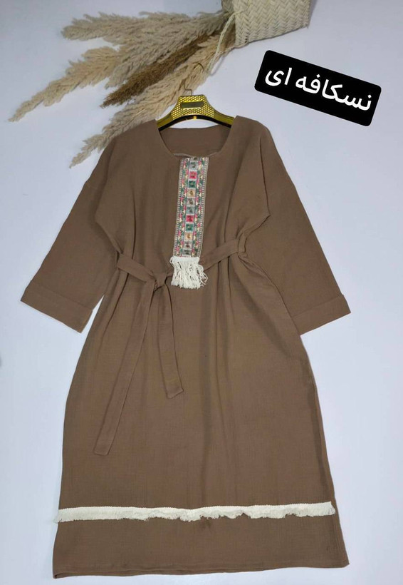 کفتان موسلین جنس : موسلین دبل فیس درجه یک زیتونی - مشکی - سدری - نسکافه ای - فری سایز زنانه