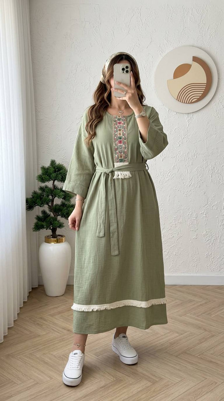 کفتان موسلین جنس : موسلین دبل فیس درجه یک زیتونی - مشکی - سدری - نسکافه ای - فری سایز زنانه
