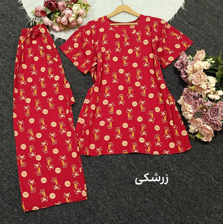 ست راحتی 173 جنس : نخی درجه یک مشکی, نسکافه ای, سبز, سورمه ای, زرشکی, صورتی فری سایز زنانه