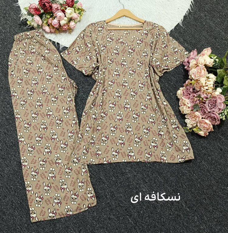 ست راحتی 173 جنس : نخی درجه یک مشکی, نسکافه ای, سبز, سورمه ای, زرشکی, صورتی فری سایز زنانه