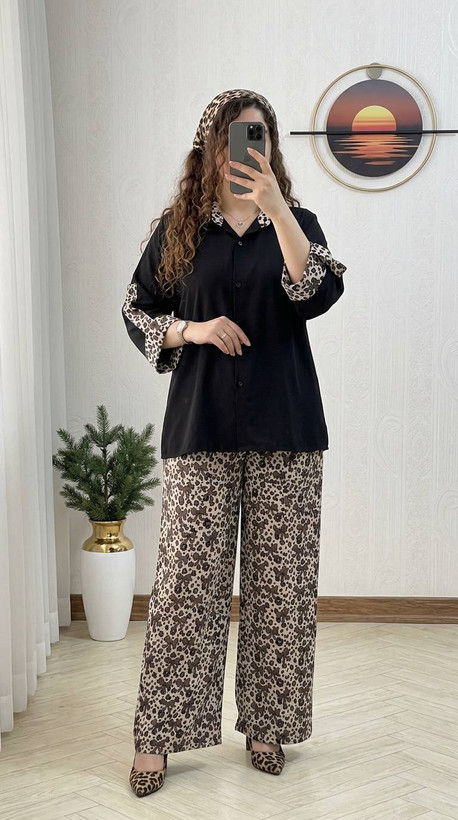 ست شلوار پلنگی جنس: بوگاتی درجه یک تک رنگ فری سایز زنانه ارسال 8 روز