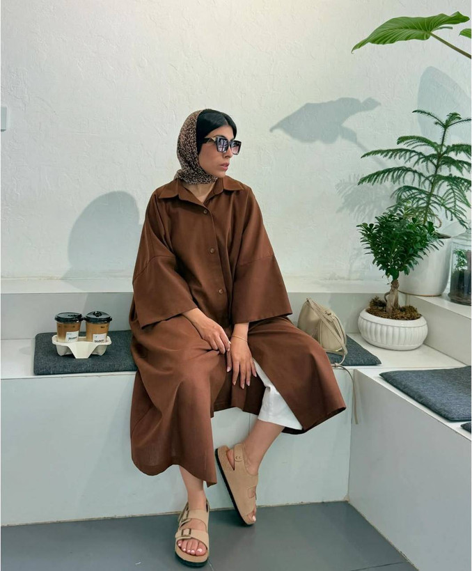 کفتان دلارام جنس : لنین پلاس درجه یک مشکی - سرمه ای - کرم - نسکافه ای - شکلاتی - فری سایز زنانه ارسال 20 روز