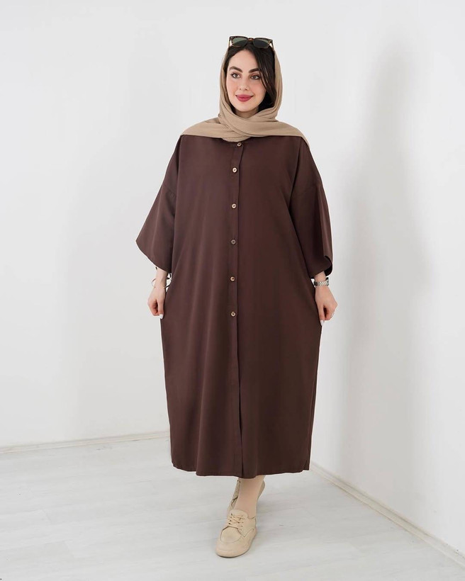 کفتان دلارام جنس : لنین پلاس درجه یک مشکی - سرمه ای - کرم - نسکافه ای - شکلاتی - فری سایز زنانه ارسال 20 روز
