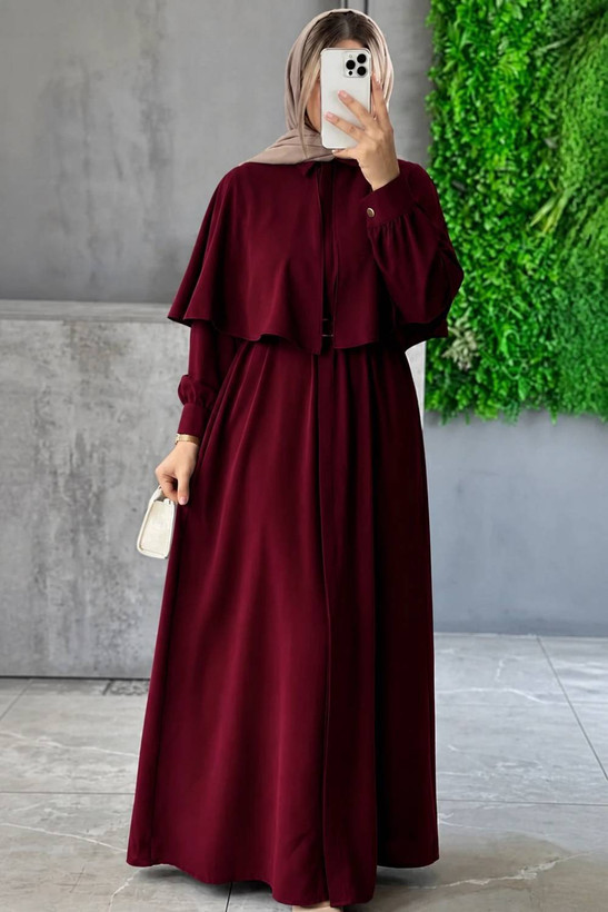 پیراهن شنل دار شکیلا جنس : الیزه مشکی, سبز, زرشکی, آبی, بنتون, طوسی, بنفش, کاربنی, پنککی فری سایز زنانه