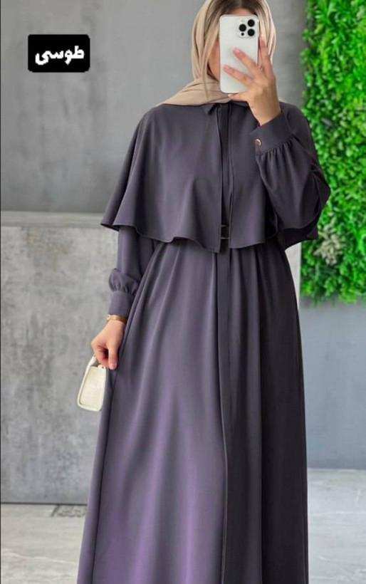 پیراهن شنل دار شکیلا جنس : الیزه مشکی, سبز, زرشکی, آبی, بنتون, طوسی, بنفش, کاربنی, پنککی فری سایز زنانه