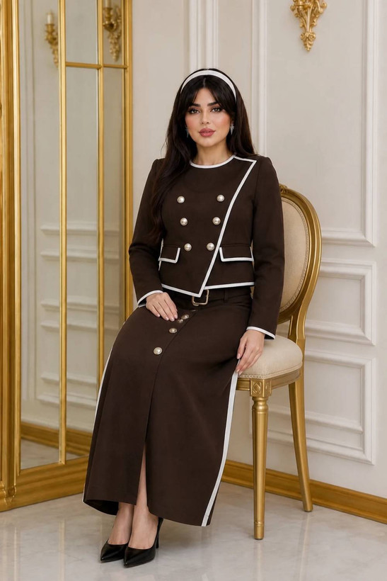 کت دامن لیلا جنس : مازراتی مشکی, شکلاتی, نسکافه ای, سورمه ای, آبی, بنتون, آبی نفتی سایزبندی زنانه