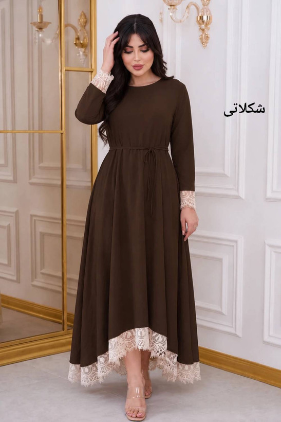 پیراهن بلند ناناز جنس : مازراتی مشکی, شکلاتی, نسکافه ای, سورمه ای, زرشکی, آبی, بنتون, آبی نفتی فری سایز زنانه