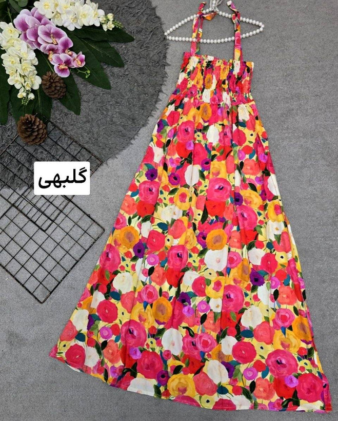 : پیراهن اطلس جنس : تمام نخی کش دوزی شده قرمز, آبی, هندسی, آبرنگی, گبهی فری سایز زنانه