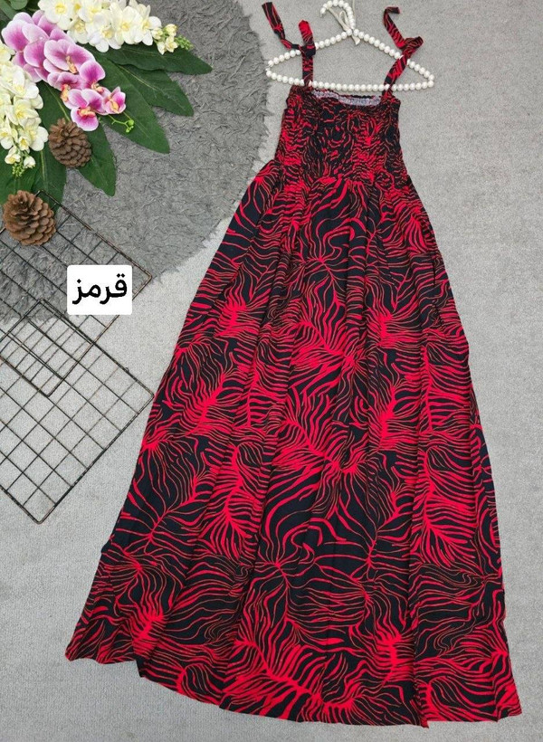 : پیراهن اطلس جنس : تمام نخی کش دوزی شده قرمز, آبی, هندسی, آبرنگی, گبهی فری سایز زنانه