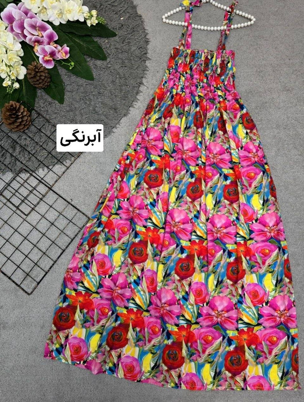 : پیراهن اطلس جنس : تمام نخی کش دوزی شده قرمز, آبی, هندسی, آبرنگی, گبهی فری سایز زنانه