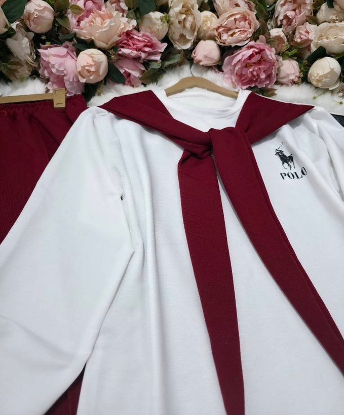 ست شالدار polo جنس : گلکسی نخ پنبه با کیفیت مشکی, زرشکی, صورتی, طوسی, سبز, سرمهای فری سایز زنانه