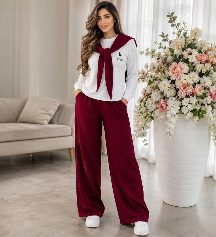 ست شالدار polo جنس : گلکسی نخ پنبه با کیفیت مشکی, زرشکی, صورتی, طوسی, سبز, سرمهای فری سایز زنانه
