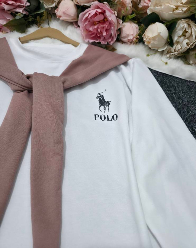ست شالدار polo جنس : گلکسی نخ پنبه با کیفیت مشکی, زرشکی, صورتی, طوسی, سبز, سرمهای فری سایز زنانه