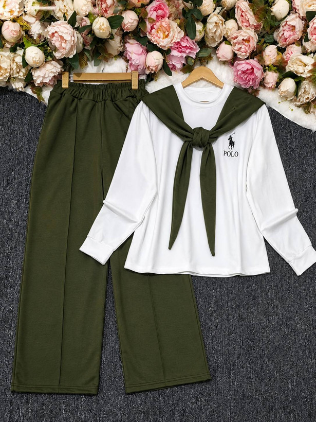 ست شالدار polo جنس : گلکسی نخ پنبه با کیفیت مشکی, زرشکی, صورتی, طوسی, سبز, سرمهای فری سایز زنانه