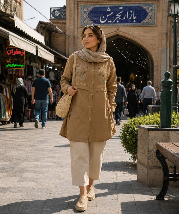 شومیز مانتویی حوری جنس : جگوار کنفی اعلا وارداتی مشکی, کرم, سورمه ای, سبز, نسکافه ای فری سایز زنانه