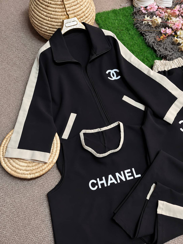 3تیکهCHANEL جنس : سوپرمازراتی گرم بالا مشکی, قهوه ای, سرمه ای فری سایز زنانه