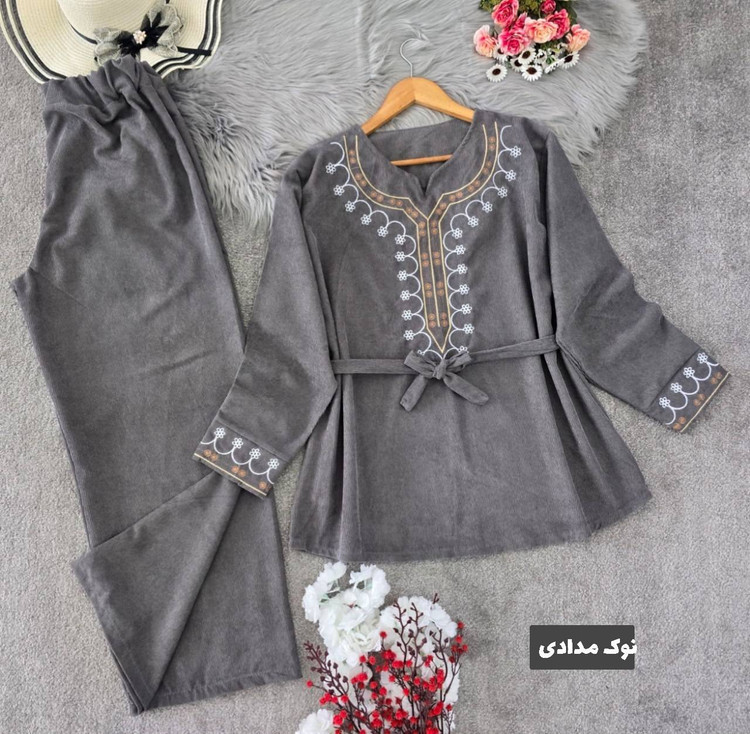 ست پاییزه ی ویشکا جنس : مخمل کبریتی ریز رنگبندی فری سایز زنانه