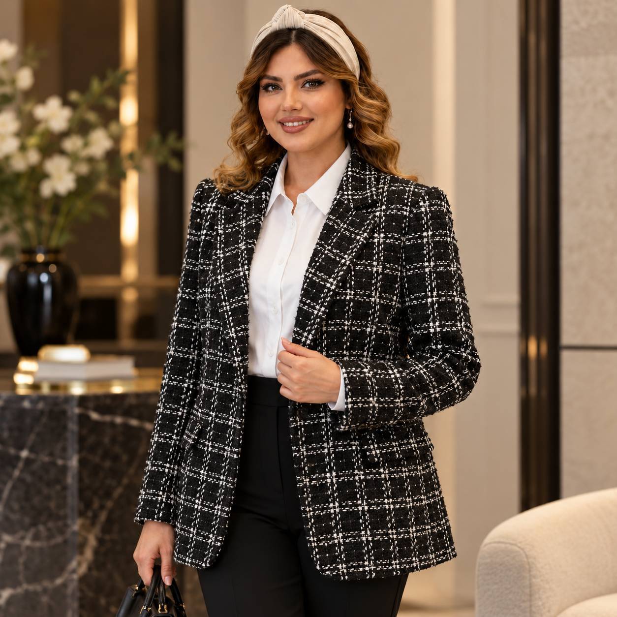 پالتو پاییزی شانل جنس : شانل ترک مشکی,  سفید فری سایز زنانه